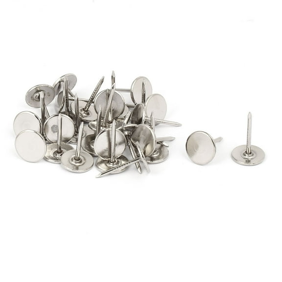 Uxcell Furniture Metal Round Flat Head Upholstery Tack Nail for Furniture Sofa Silver Tone 7/16" Dia 30 Pcs