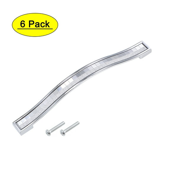 Unique Bargains Furniture Pulls Drawer Handle 160mm Hole Centers Alloy Crystal Silver Tone 6 Pack