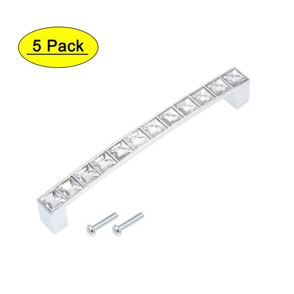 Unique Bargains Furniture Pulls Drawer Handles 5 inch Hole Centers Alloy Crystal with Screws 5 Pack