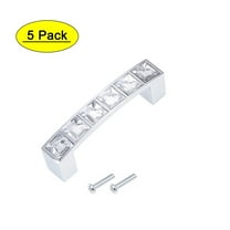 Unique Bargains Furniture Pulls Drawer Handles 64mm Hole Centers Alloy Crystal with Screws 5 Pack