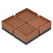Unique Bargains Furniture Risers Bed Square Bed Risers Adjustable Couch Lifter Block Brown 3" x 3" x 1.5"