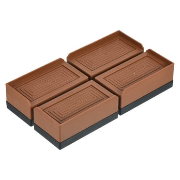 Unique Bargains Furniture Risers Bed Square Bed Risers Adjustable Couch Lifter Block Brown 4.5" x 2.4" x 1.5"