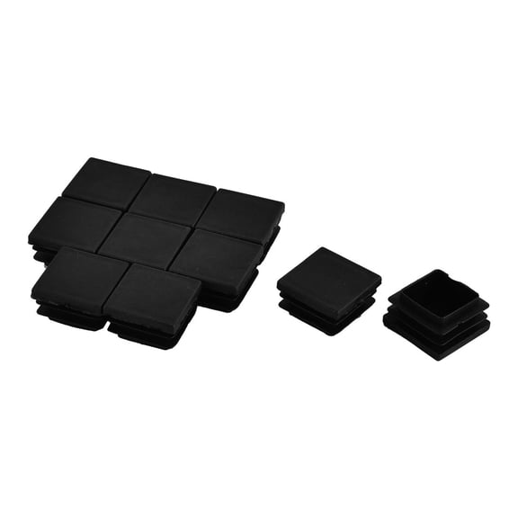 Unique Bargains Furniture Table Chair Plastic Square Tube Insert Cap Cover Black 32 x 32mm 10pcs