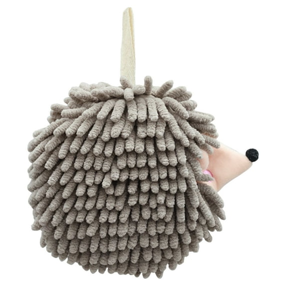 Unique Bargains Fuzzy Ball Chenille Cute Cartoon Hand Towel Grey