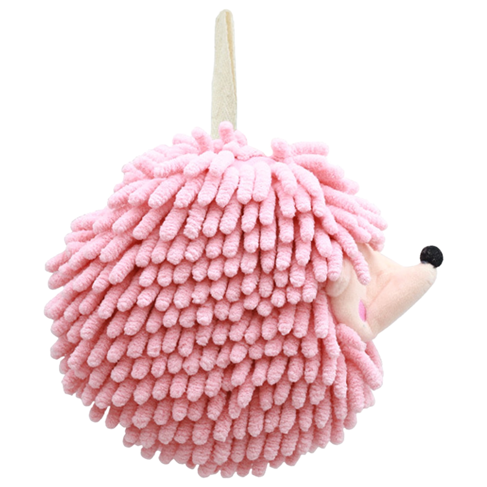 Unique Bargains Fuzzy Ball Chenille Cute Cartoon Hand Towel Pink
