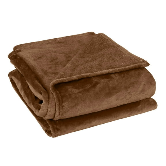 PiccoCasa Microplush Fleece Throw Blanket for Full Bed, Chocolate Color, 70" x 78"