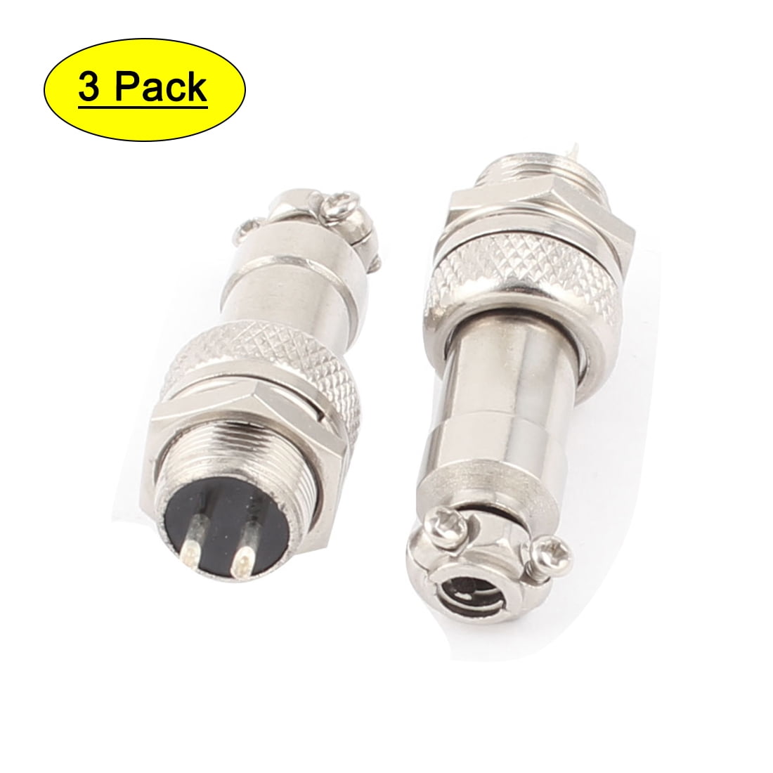 Unique Bargains GX12-2 2-Terminal 12mm Male Female Panel Metal