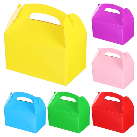 Unique Bargains Gable Boxes with Handles for Favor Boxes Red Green Blue Yellow Pink Purple