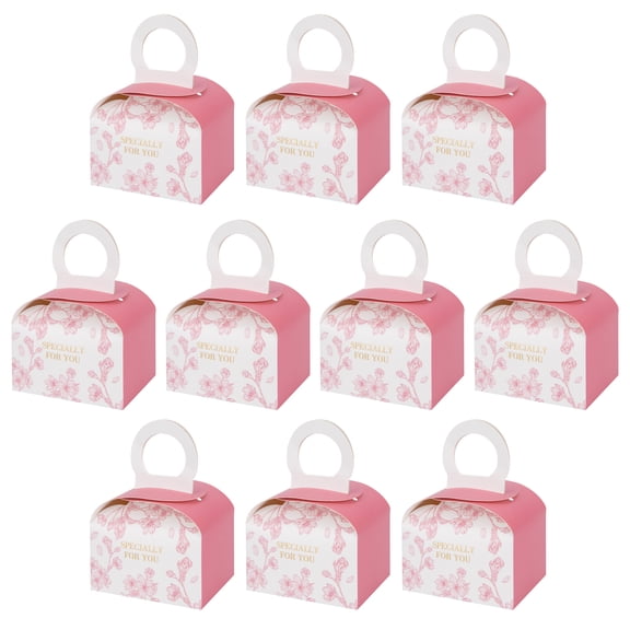 Unique Bargains Gable Gift Boxes Set for Creative Hosts with Handles 3.9"x 2.4"x 3" Pink