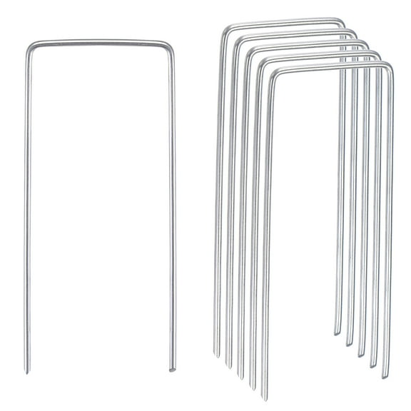 Unique Bargains Galvanized Outdoor Rustproof Pins Garden Landscape Lawn Staples Silver