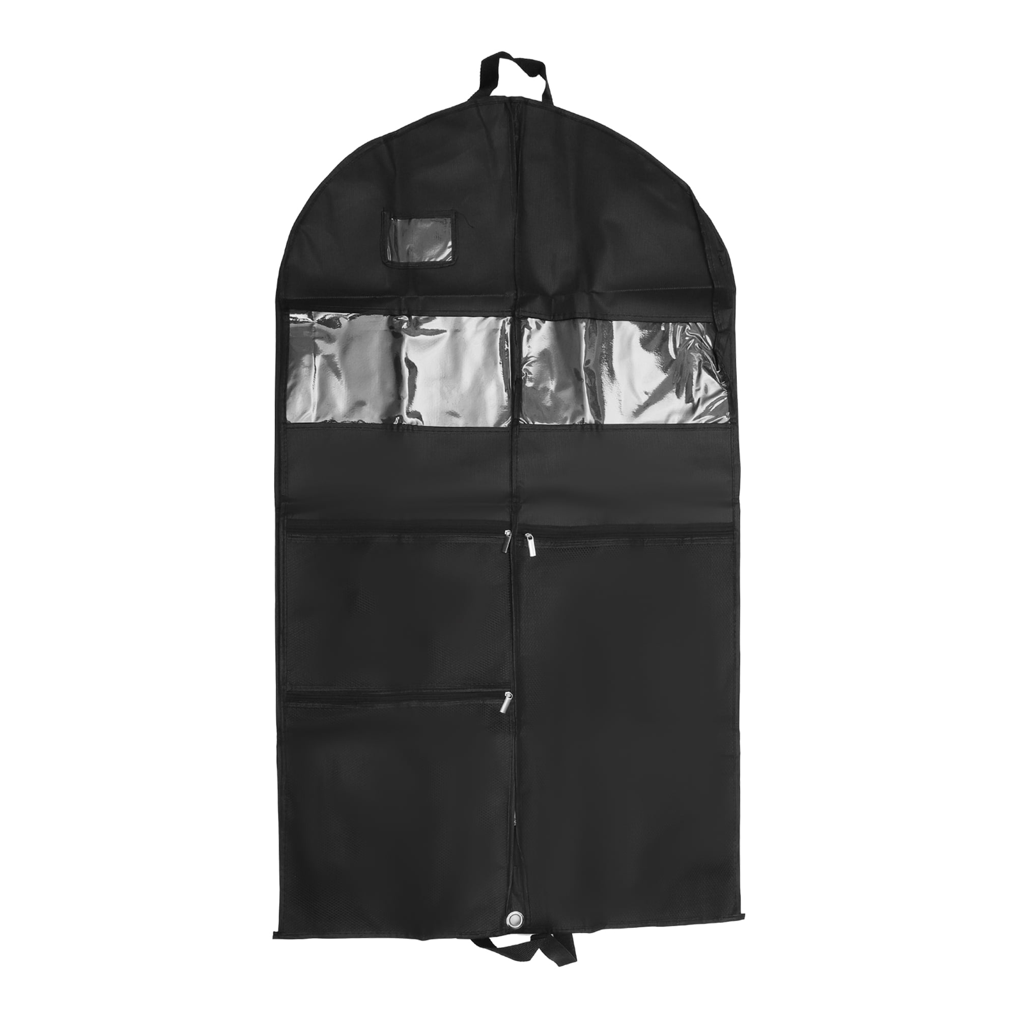 Unique Bargains Garment Bags, PEVA Clothes Cover Bags with Pockets Black 23.6"x59.8"