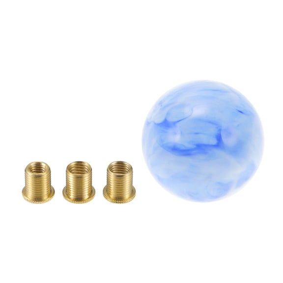 Unique Bargains Gear Shift Knob Acrylic Round Ball for Automatic and Manual Vehicle with 3 Adapter Blue White 1 Set