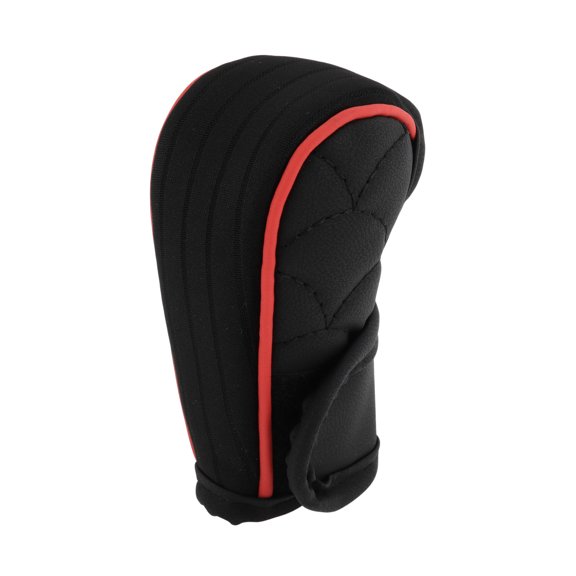 Unique Bargains Gear Shift Knob Cover Universal for Car SUV Truck RV Side-press Touch Fasteners Stick Shifting Handle Protector PU Polyester Black Red