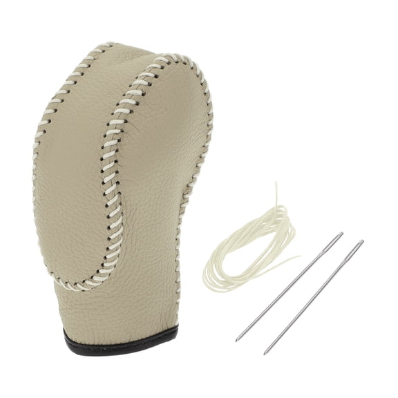 Unique Bargains Gear Shift Knob Cover for Ford Focus 2012-2018 Anti-Slip Stick Shifting Handle Protector FauxLeather 1 Pc Pebbled Beige