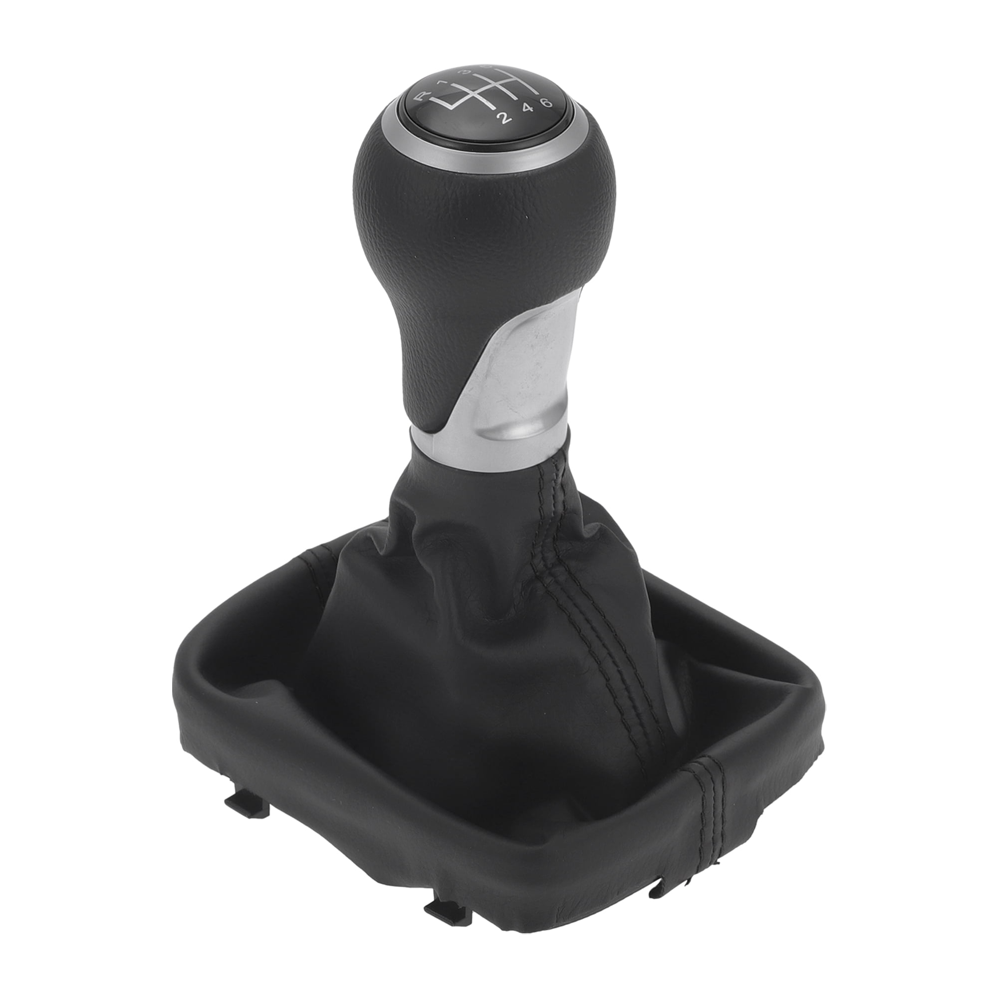 Unique Bargains Gear Shift Knob with Cover 6 Speed Manual Stick Shifter for Audi A3 03-13 Faux Leather Matte Red Black