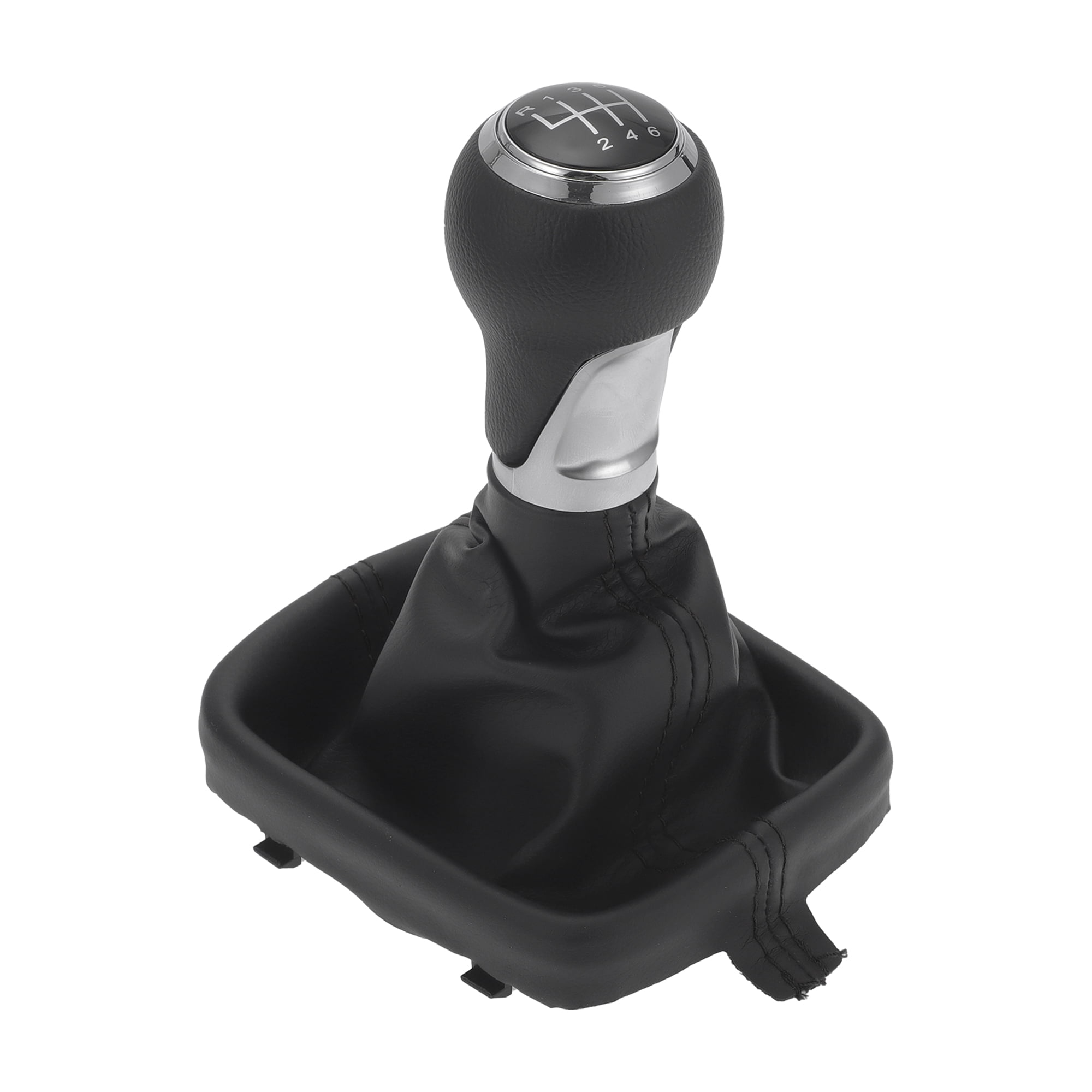Unique Bargains Gear Shift Knob with Cover 6 Speed Manual Stick Shifter for Audi A3 8P 03-13 Faux Leather Chrome Black