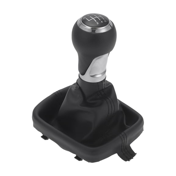 Unique Bargains Gear Shift Knob with Cover 6 Speed Manual Stick Shifter for Audi A3 8P 03-13 Faux Leather Chrome Black