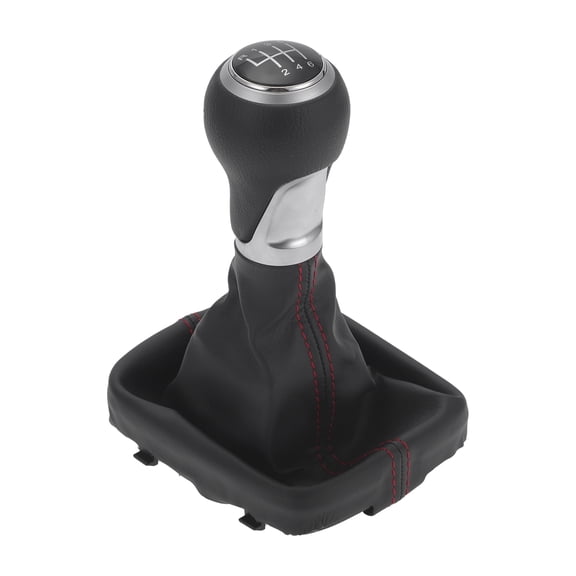 Unique Bargains Gear Shift Knob with Cover 6 Speed Manual Stick Shifter for Audi A3 8P Faux Leather Matte Red Black