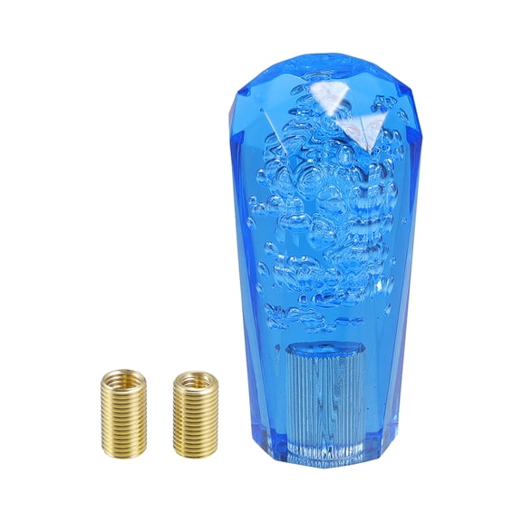 Unique Bargains Gear Shifter Knob Kit, 10cm Faux Crystal with 2 Adapter for Automatic and Manual Vehicle Acrylic Blue