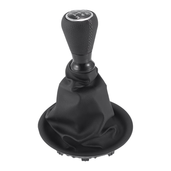 Unique Bargains Gear Shifter Knob with Cover 5 Speed Manual Stick Shift Knob for Peugeot Partner Faux Leather Black Gray