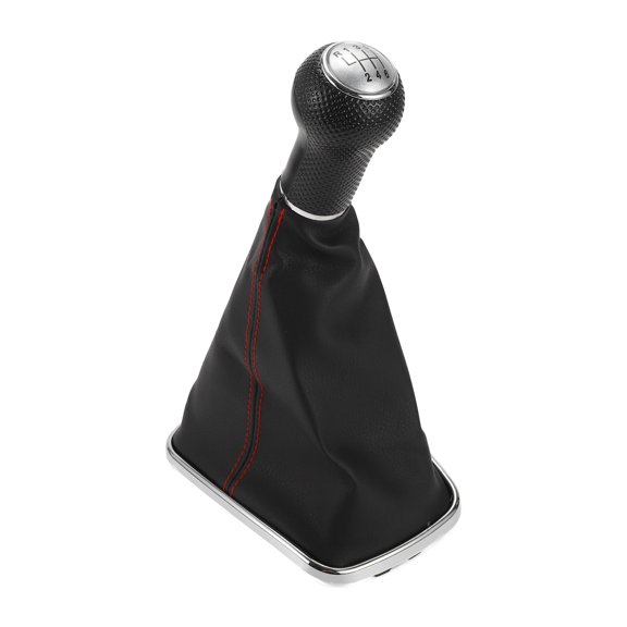 Unique Bargains Gear Shifter Knob with Cover 6 Speed Manual Stick Shifter Knob for VW Bora Plastic Faux Leather Black