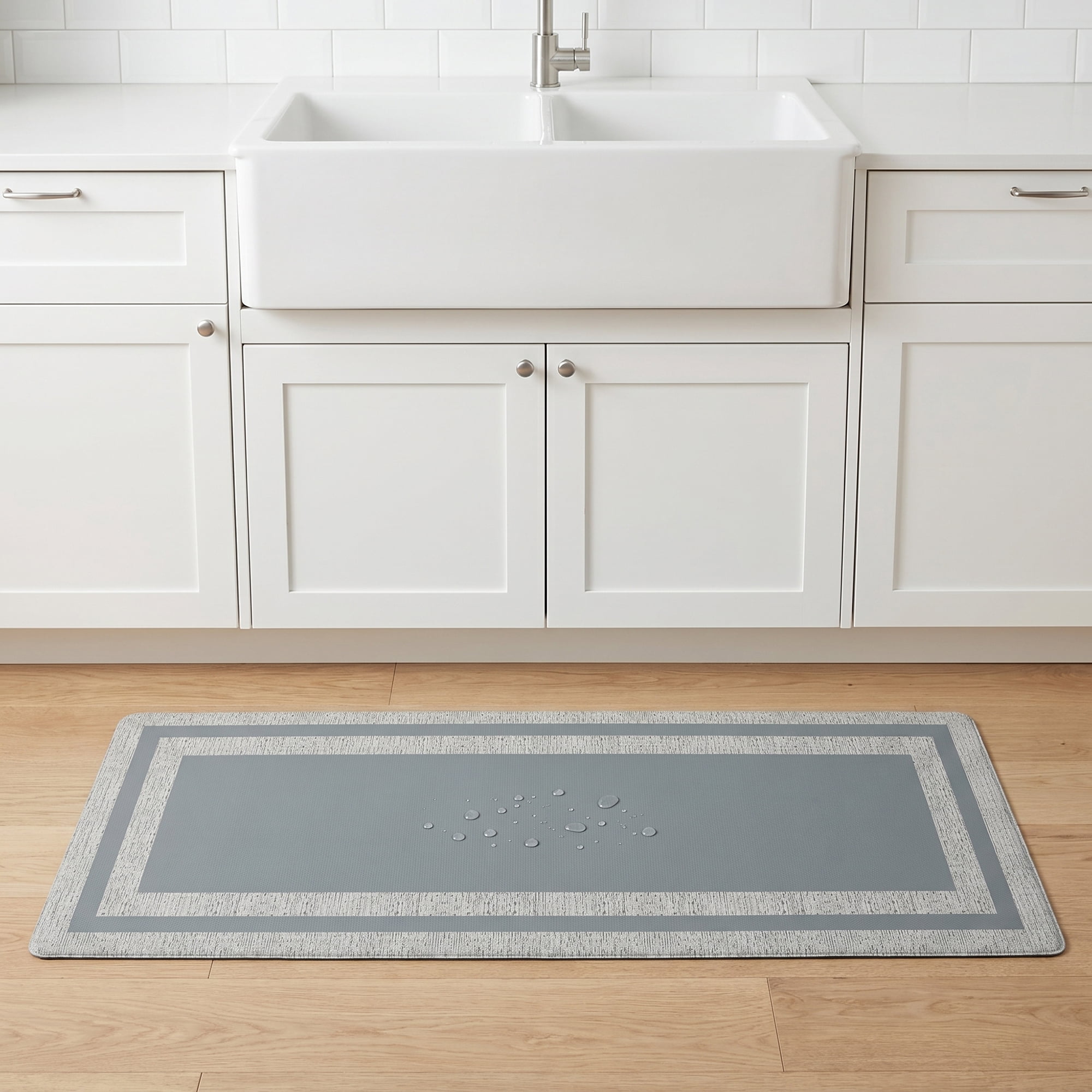 Unique Bargains Geometric Anti Oil Resistant Cushioned Floor Rug Dark Grey 47" x 17"