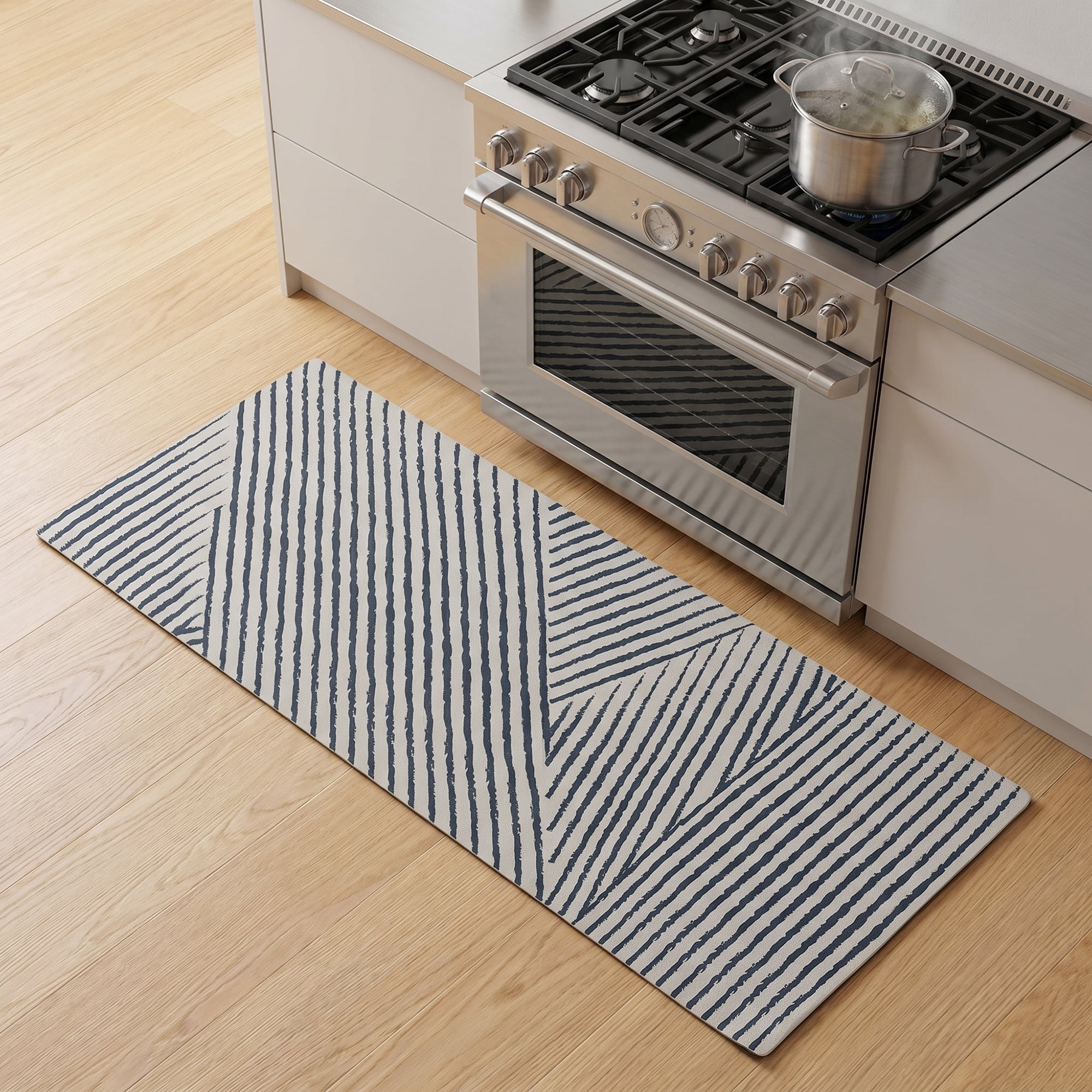 Unique Bargains Geometric Anti Waterproof Cushioned Comfort Rug Blue 47" x 18"