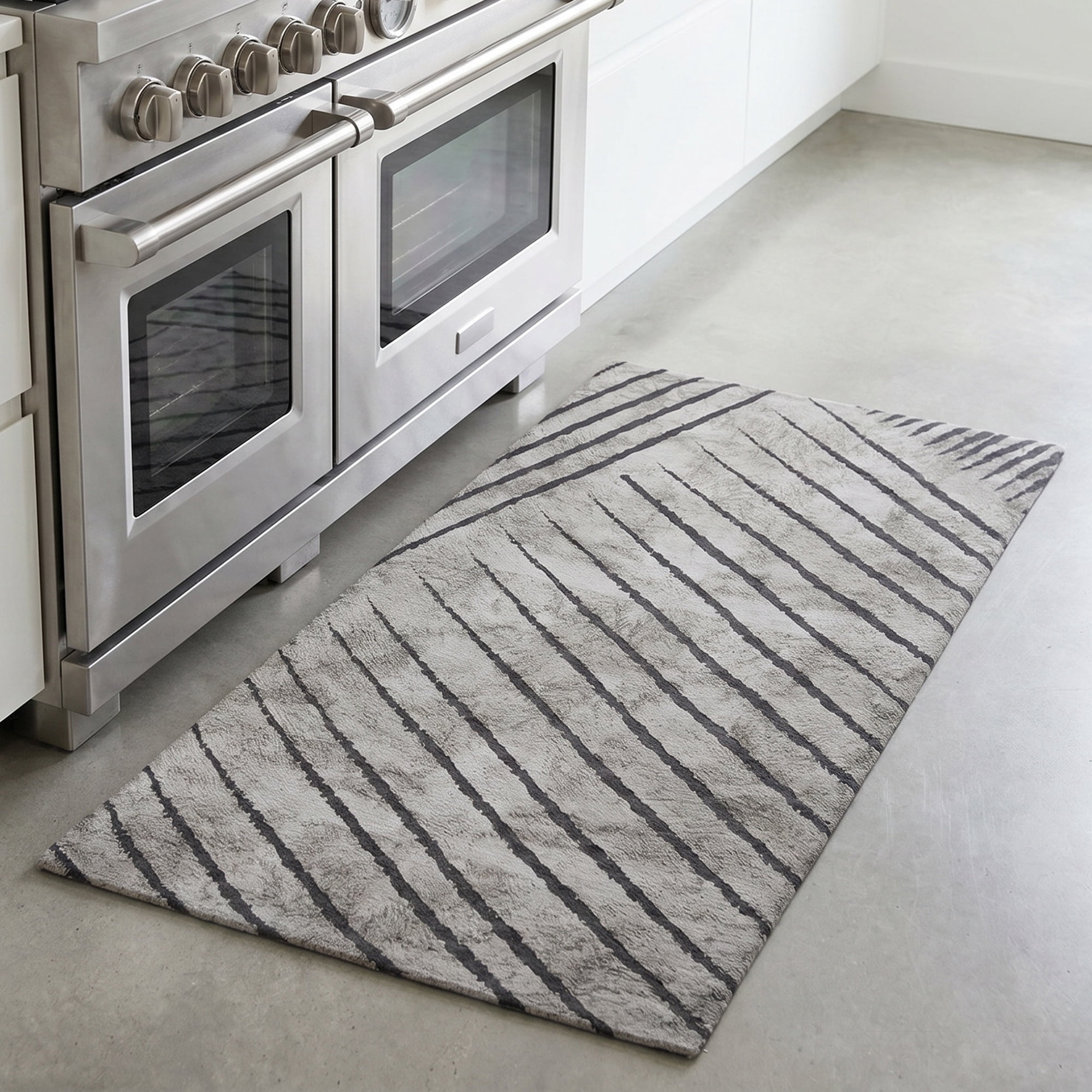 Unique Bargains Geometric Anti Waterproof Cushioned Comfort Rug Khaki Line 30" x 18"