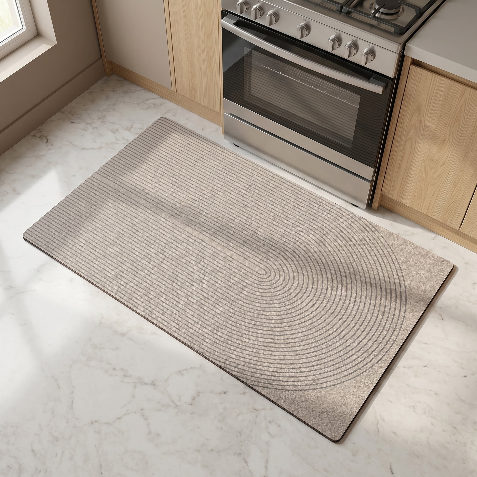 Unique Bargains Geometric Anti Waterproof Non Slip Rubber Mat Beige Geometry 30" x 18"