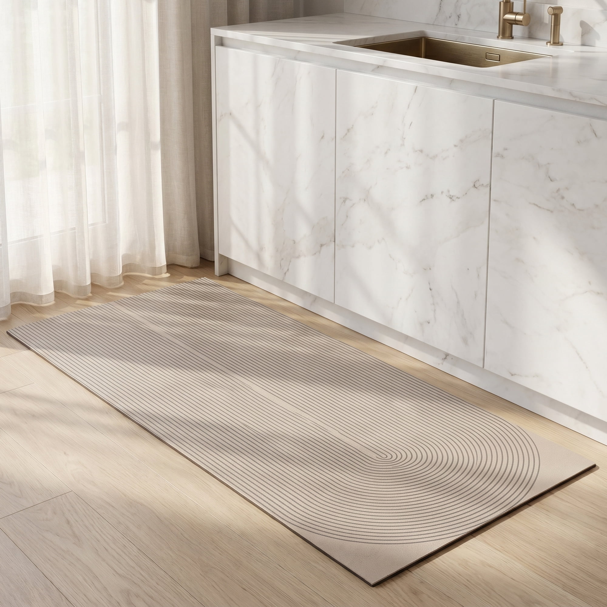 Unique Bargains Geometric Anti Waterproof Non Slip Rubber Mat Beige Geometry 47" x 18"