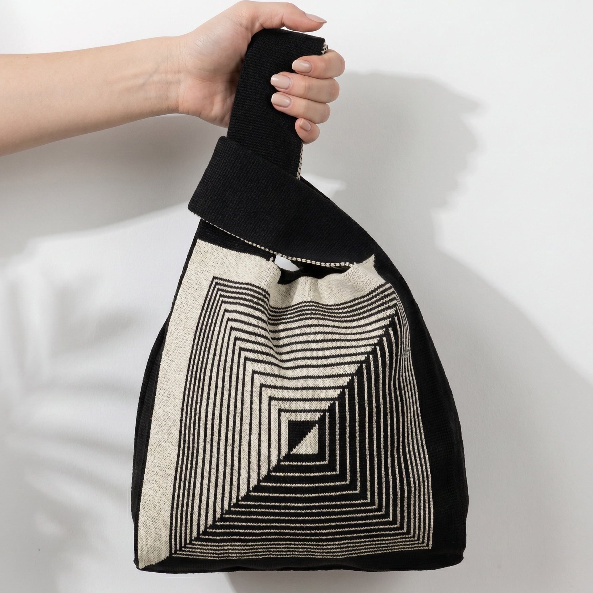 Unique Bargains Geometric Gift Reusable Tote Bags with Handles 7.5" x 13.4" Grid