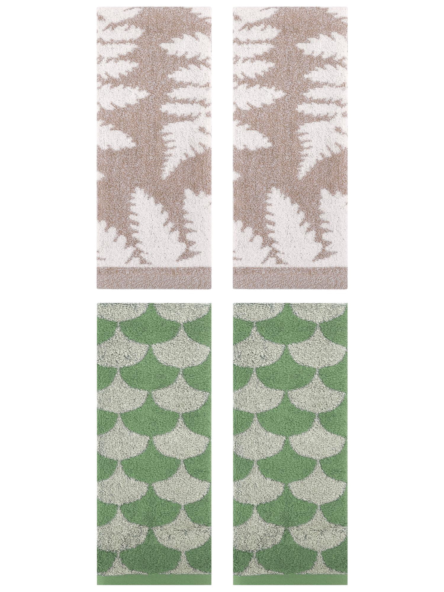 Unique Bargains Geometric Hand Towel 13" x 29" Green/Brown