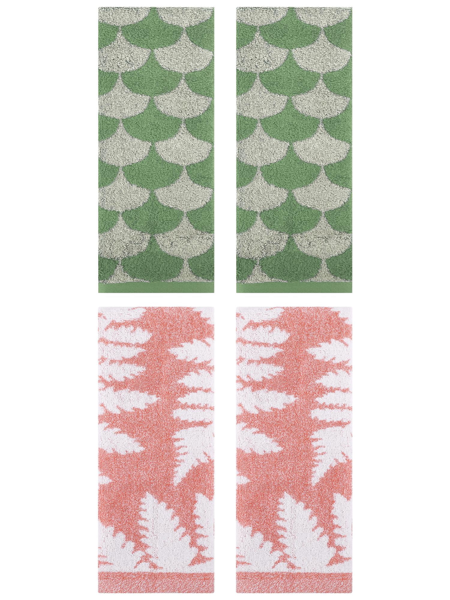 Unique Bargains Geometric Hand Towel 13" x 29" Green/Pink