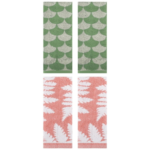 Unique Bargains Geometric Hand Towel 13" x 29" Green/Pink