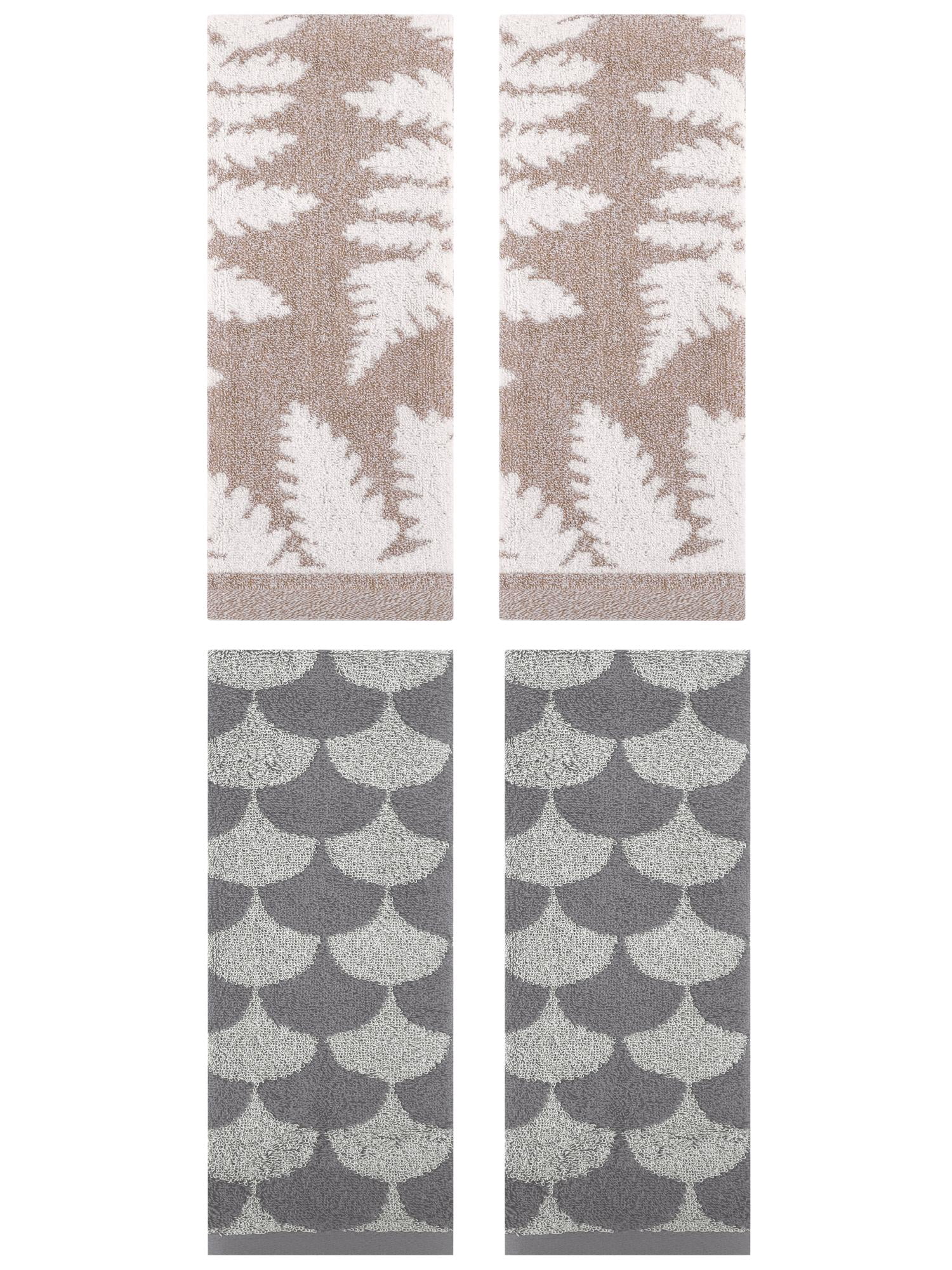 Unique Bargains Geometric Hand Towel 13" x 29" Grey/Brown