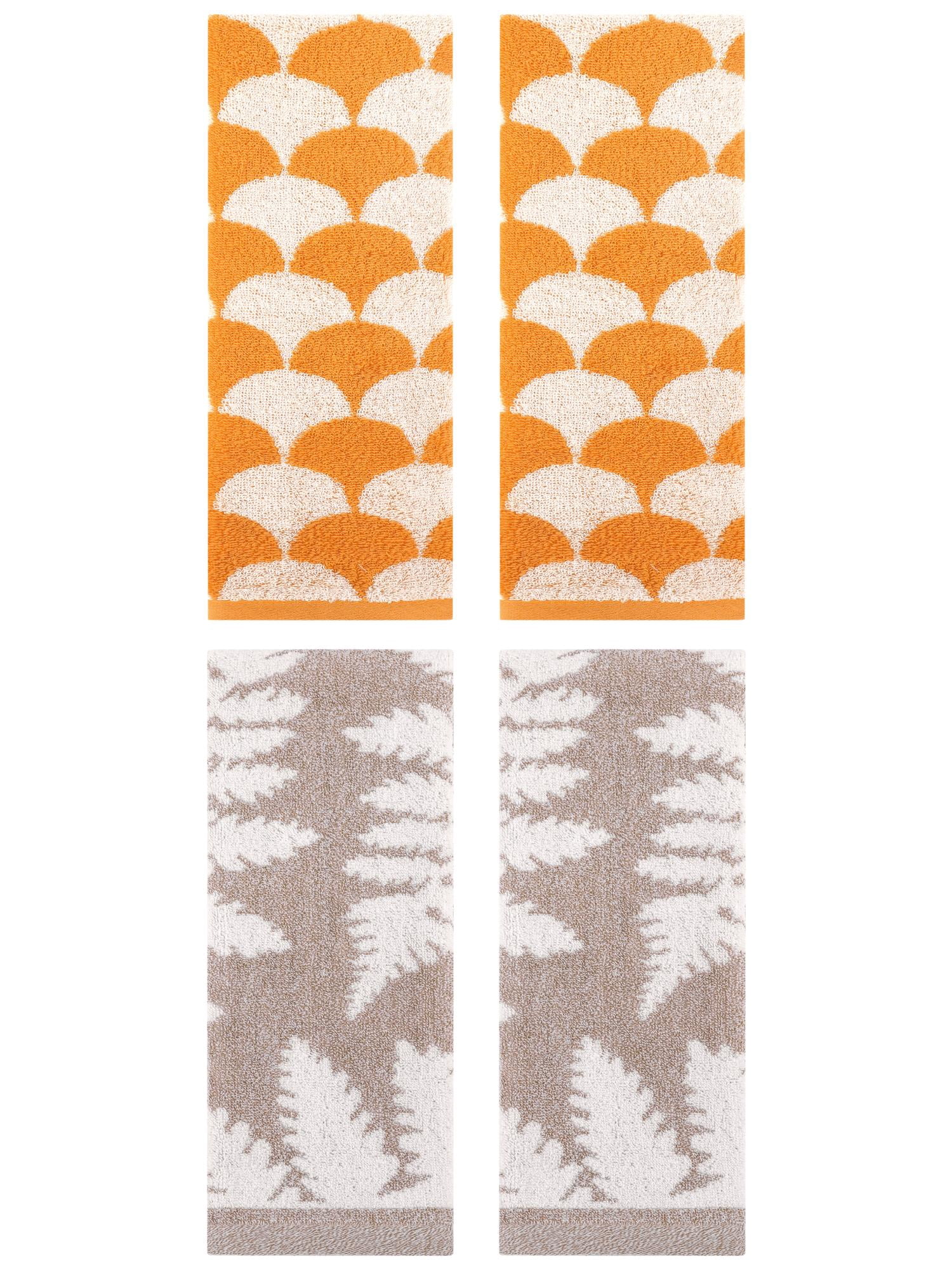 Unique Bargains Geometric Hand Towel 13" x 29" Orange/Brown