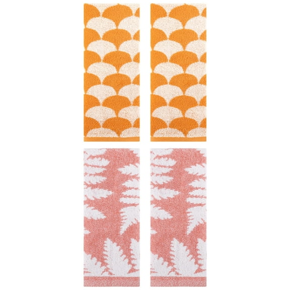 Unique Bargains Geometric Hand Towel 13" x 29" Orange/Pink