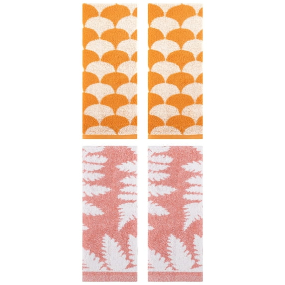 Unique Bargains Geometric Hand Towel 13" x 29" Orange/Pink