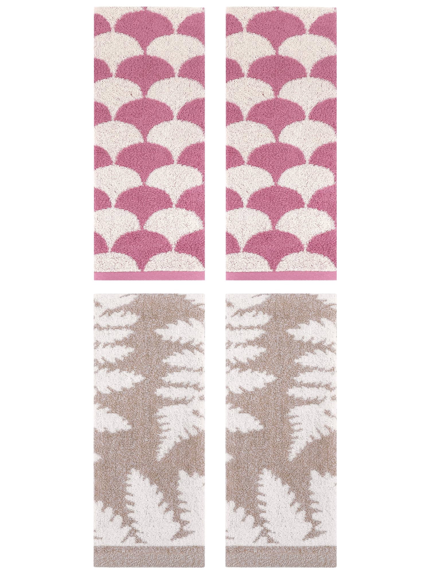 Unique Bargains Geometric Hand Towel 13" x 29" Pink/Brown