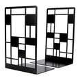 thumbnail image 1 of Unique Bargains Geometric Metal Book Ends for Shelves Black Style D 4.7"x3.7"x6.7", 1 of 4