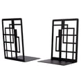 thumbnail image 1 of Unique Bargains Geometric Metal Bookends Decorative Book Ends for Shelves Black 4.7"x3.7"x6.7", 1 of 5