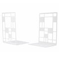 thumbnail image 1 of Unique Bargains Geometric Metal Bookends Decorative Book Ends for Shelves White  Style A 4.7"x3.7"x6.7", 1 of 5