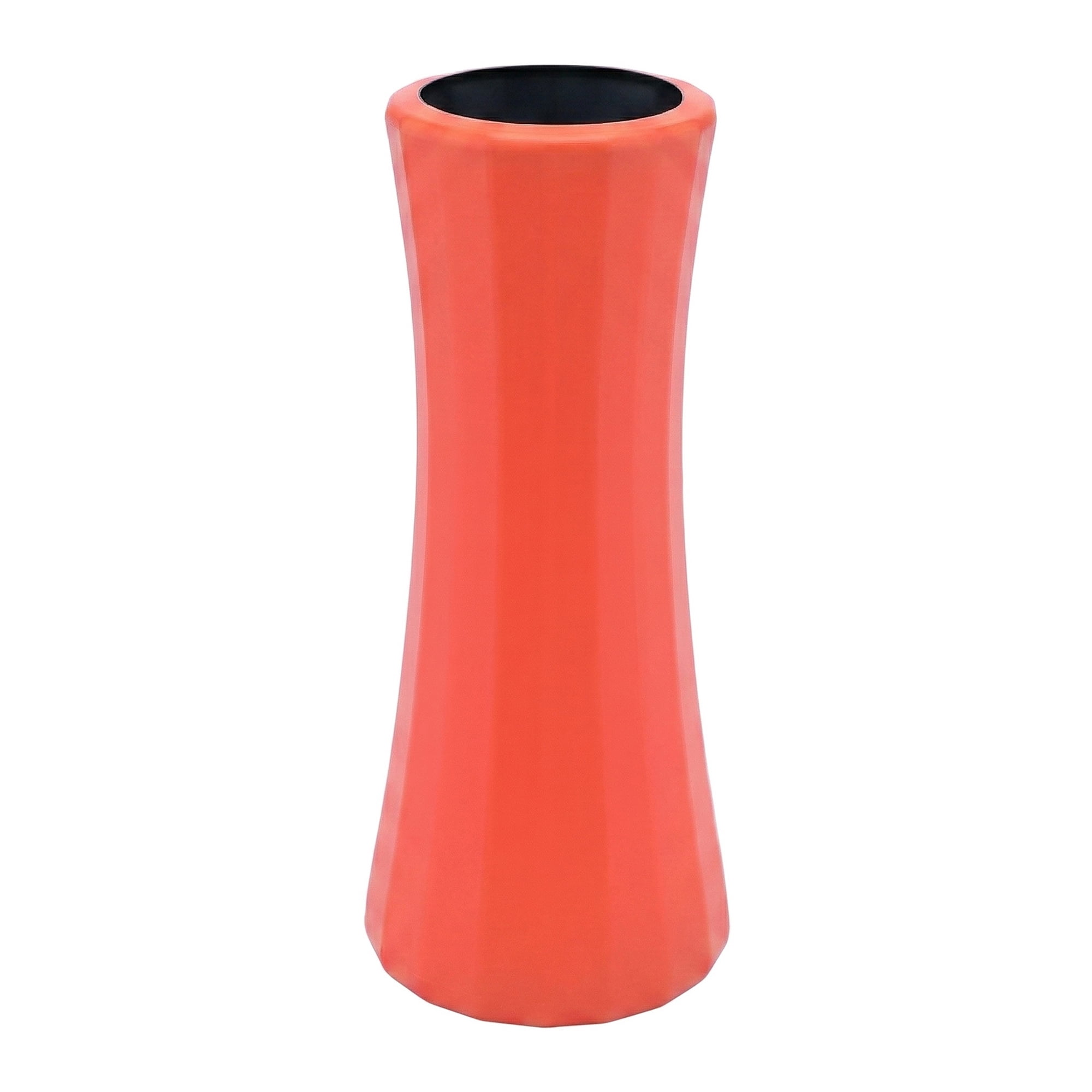 Unique Bargains Modern Geometric Minimalist Decorative Centerpiece Flower Vase Orange 3.5"x3.5"x8.3"
