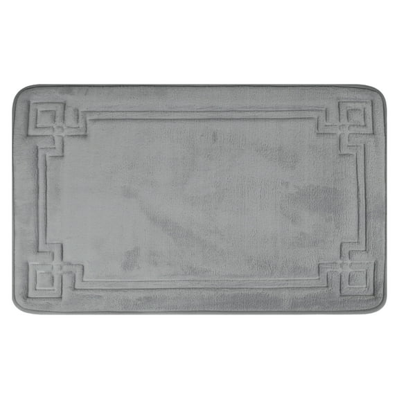 Unique Bargains Geometric Pattern Bath Mat Non-Slip Back Washable Bath Rug Grey 20" x 32"