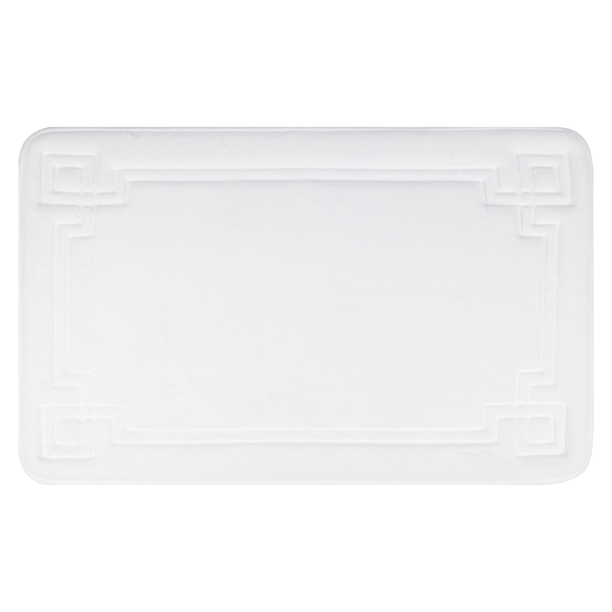 Unique Bargains Geometric Pattern Bath Mat Non-Slip Back Washable Bath Rug White 20" x 32"