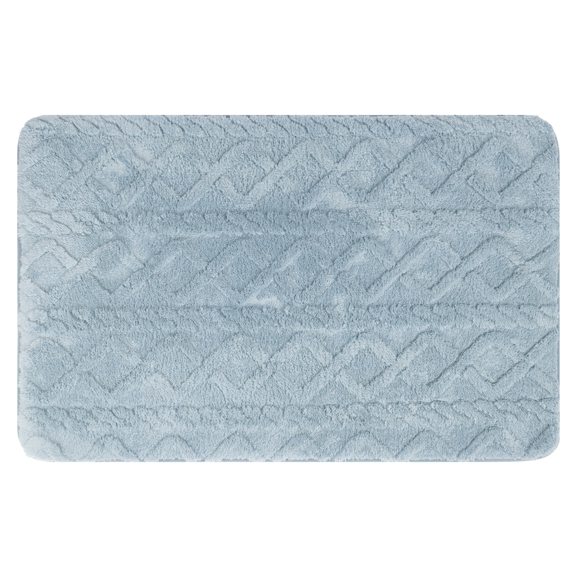 Unique Bargains Geometric Pattern Bath Mat Soft Non-Slip Bath Floor Rugs Blue 16" x 24"