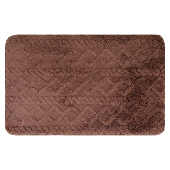 Unique Bargains Geometric Pattern Bath Mat Soft Non-Slip Bath Floor Rugs Brown 16" x 24"