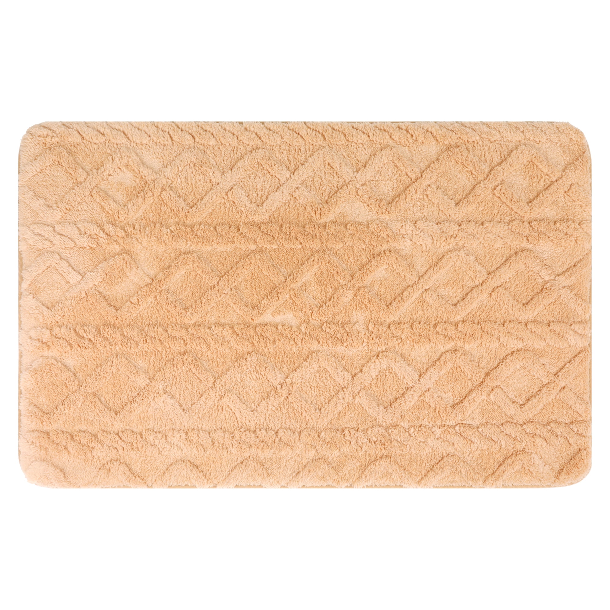 Unique Bargains Geometric Pattern Bath Mat Soft Non-Slip Bath Floor Rugs Khaki 20" x 32"