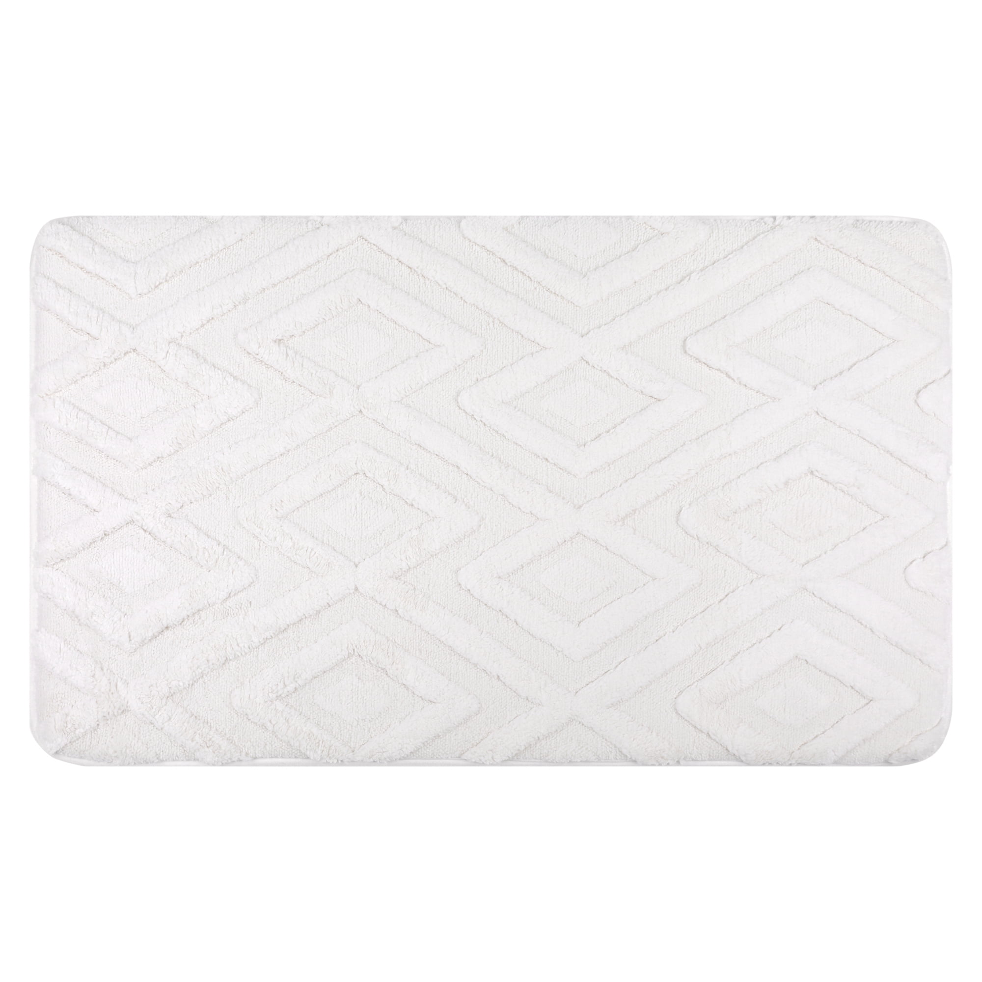 Unique Bargains Geometric Pattern Bathroom Mat Absorbent Non-Slip Bath Rug Beige 20" x 32"