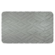 Unique Bargains Geometric Pattern Bathroom Mat Absorbent Non-Slip Bath Rug Grey 16" x 24"